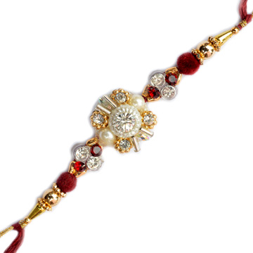 -Attractive Diamond Pearl with Gold ,Send Rakhi online,send rakhi,online send rakhi,rakhi to india,send rakhi to india,rakhi shop india