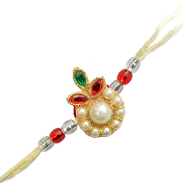 -Floral Zari Color Stone Zardosi Rakhi,Send Rakhi online,send rakhi,online send rakhi,rakhi to india,send rakhi to india,rakhi shop india