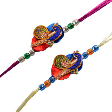 -Mayura Zardosi 2 Rakhi Set ,Send Rakhi online,send rakhi,online send rakhi,rakhi to india,send rakhi to india,rakhi shop india