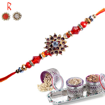 -Flower Rakhi with Dry Fruits 3 Nuts,Send Rakhi online,send rakhi,online send rakhi,rakhi to india,send rakhi to india,rakhi shop india
