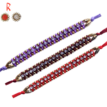 -Specially Dazzling 3 Color 3 Brother Set of  Rakhi,Send Rakhi online,send rakhi,online send rakhi,rakhi to india,send rakhi to india,rakhi shop india