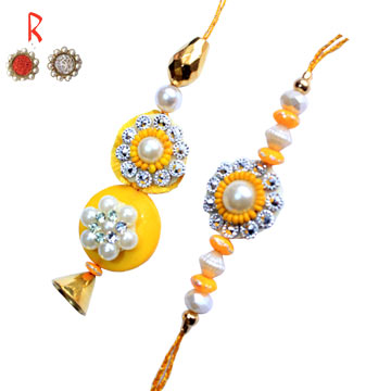 -Yallow Bhaiya-Bhabhi Rakhi Pair for UK India Australia Canada Singapore Dubai Oman Bahrain Newzeala,Send Rakhi online,send rakhi,online send rakhi,rakhi to india,send rakhi to india,rakhi shop india