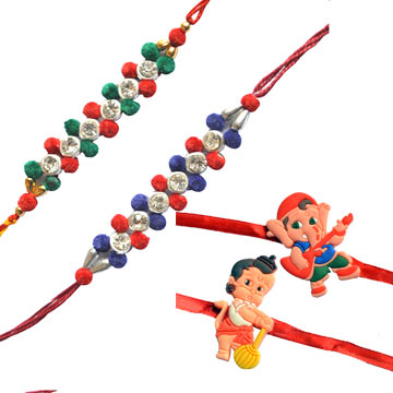 -Designer Rakhi Set with Kids Rakhi,Send Rakhi online,send rakhi,online send rakhi,rakhi to india,send rakhi to india,rakhi shop india