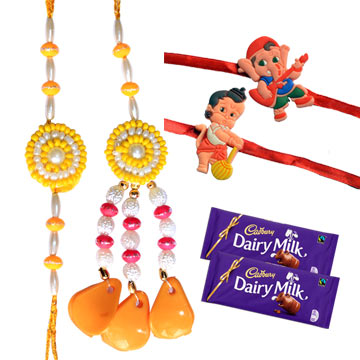 -Bhaiya Bhabhi and Kids Rakhi with Cholocate Set,Send Rakhi online,send rakhi,online send rakhi,rakhi to india,send rakhi to india,rakhi shop india