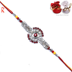 -RICH RED FLOWER RAKHI,Send Rakhi online,send rakhi,online send rakhi,rakhi to india,send rakhi to india,rakhi shop india