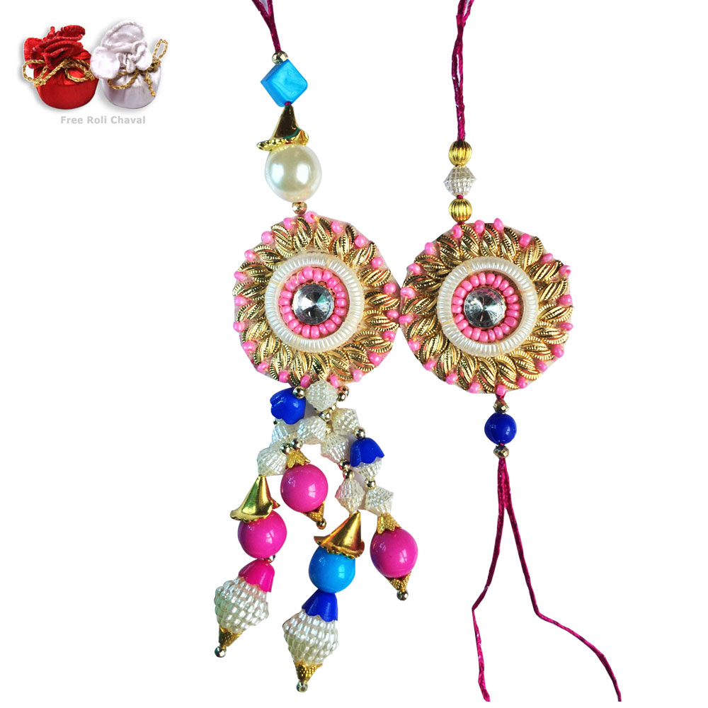 -Rich Color Flower Special Pair for Bhaiya Bhabhi Rakhi,Send Rakhi online,send rakhi,online send rakhi,rakhi to india,send rakhi to india,rakhi shop india