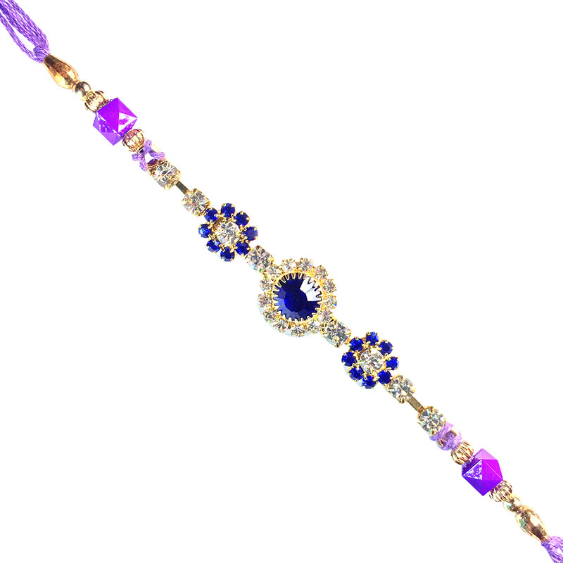 -Attractive Rich Blue-White Stone  Rakhi for Student,Send Rakhi online,send rakhi,online send rakhi,rakhi to india,send rakhi to india,rakhi shop india