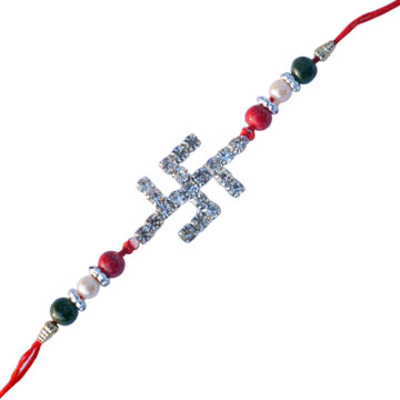 -Swastika Premium Diamond Rakhi,Send Rakhi online,send rakhi,online send rakhi,rakhi to india,send rakhi to india,rakhi shop india