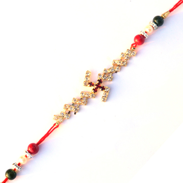 -Stylish Swastika diamond Rakhi ,Send Rakhi online,send rakhi,online send rakhi,rakhi to india,send rakhi to india,rakhi shop india